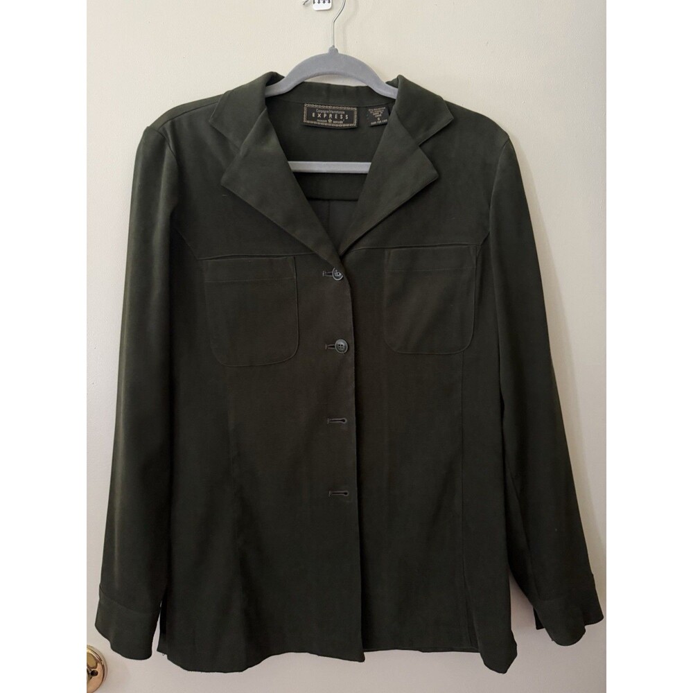Express Vintage Olive Green 4-Button Utility Shirt Jacket | Size S